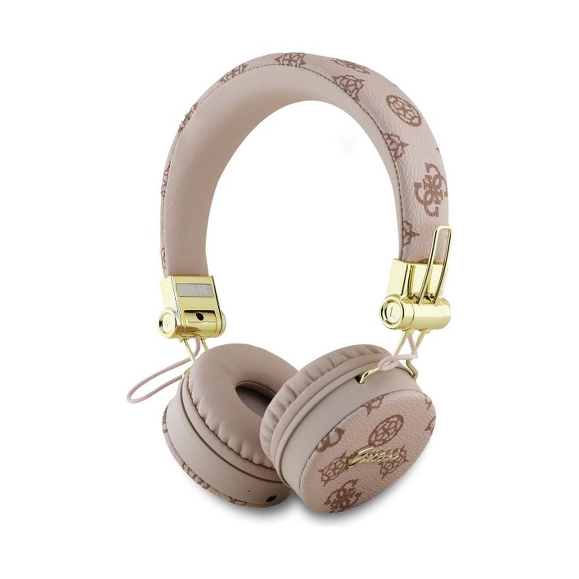 GUESS słuchawki bezprzewodowe bluetooth nagłowne ENC GUBH70EPOSMW (PU 4G Peony Script Round Shape) brązowe