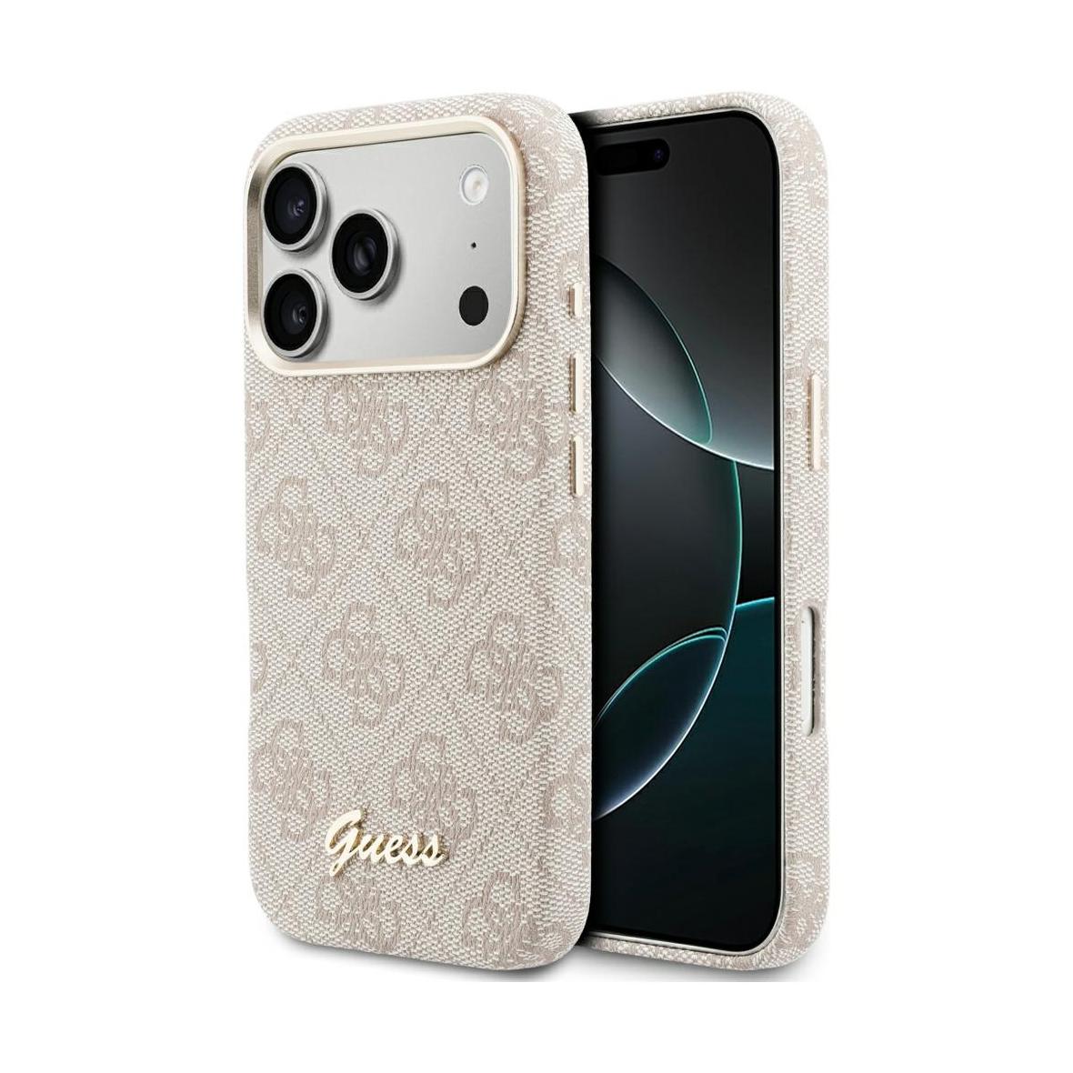 GUESS futerał do IPHONE 17 Pro kompatybilny z MagSafe GUHMP17L5P4FWMSP (PU FW 4G Script) różowy