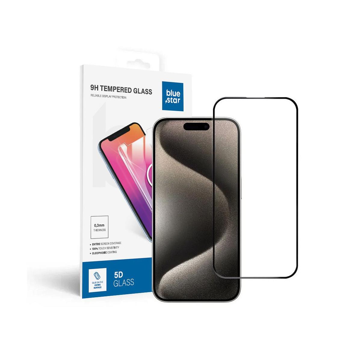Szkło hartowane do iPhone 15 PRO (full glue) Blue Star 5D czarne