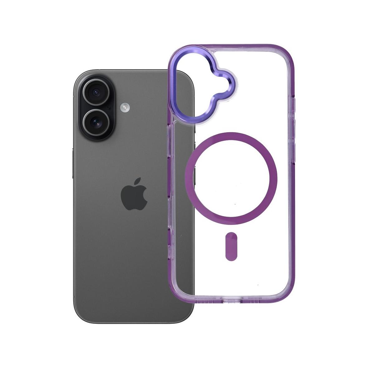 Futerał do iPhone 17 Frame Clear Hybrid Mag Cover zgodny z MagSafe fioletowy