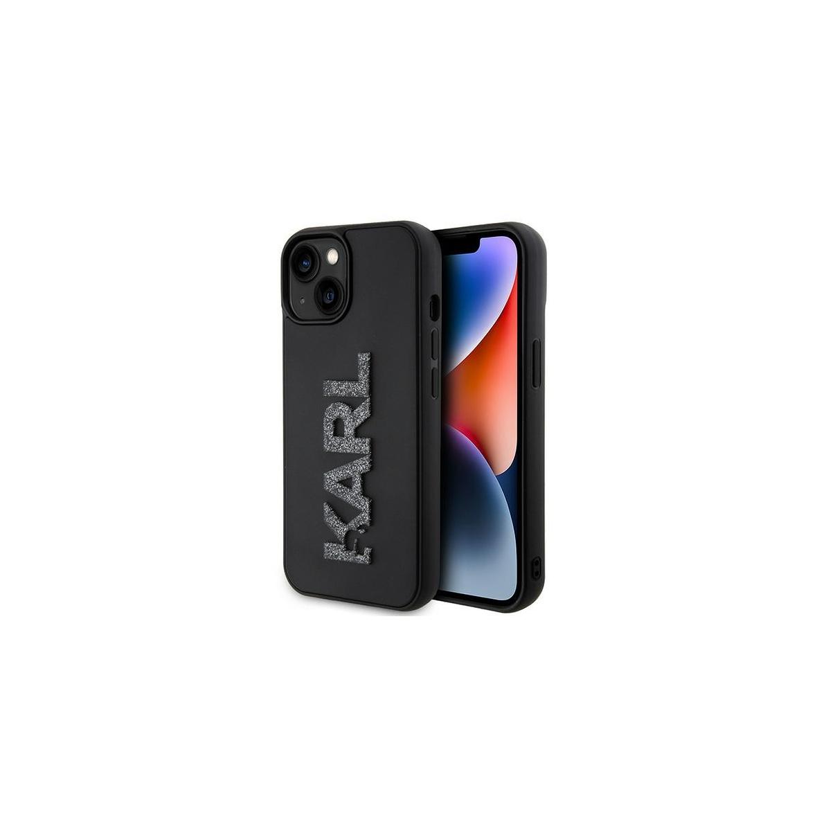 KARL LAGERFELD futerał do IPHONE 15 Plus KLHCP15M3DMBKCK (3D Logo Glitter) czarny