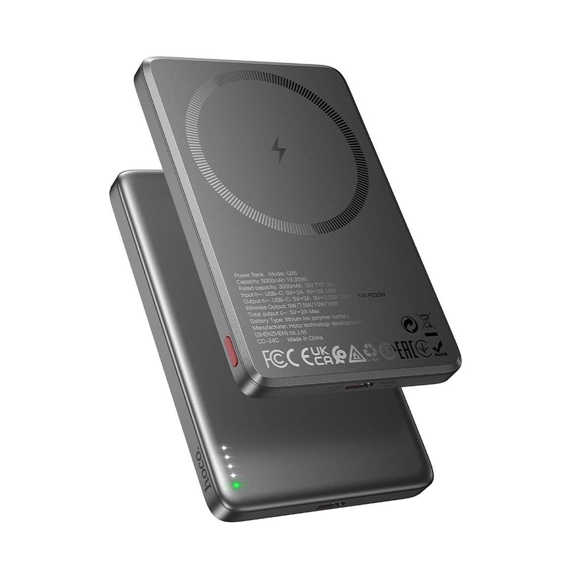Powerbank zgodny z MagSafe Hoco 5000 mAh QC PD 2A 20W Q26 szary