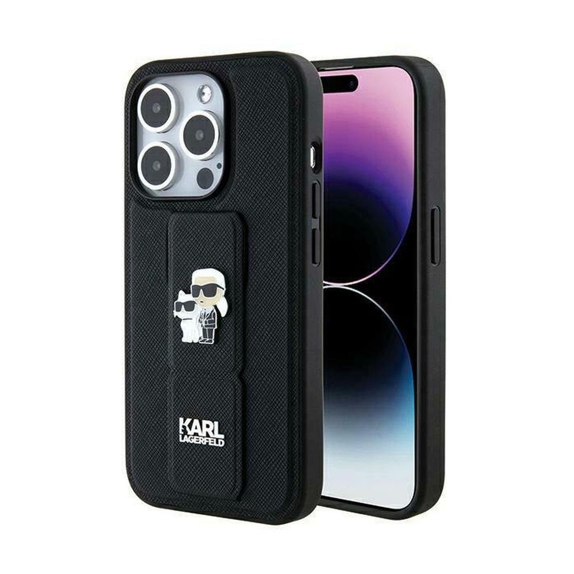 KARL LAGERFELD futerał do IPHONE 14 Pro KLHCP14LGSAKCPK (Gripstand Saffiano KC PIN) czarny