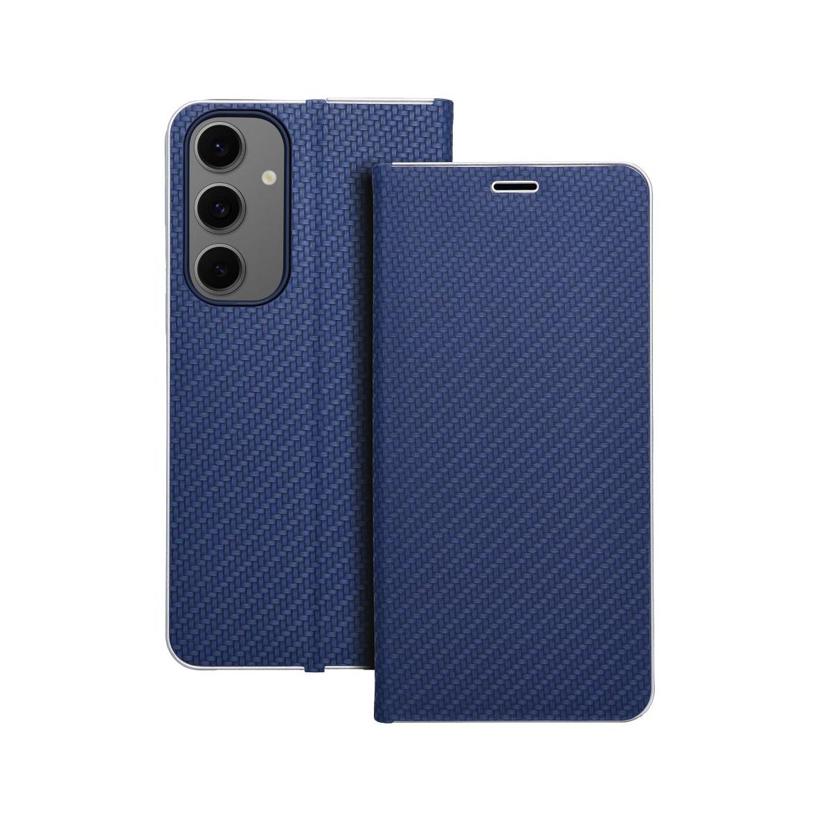 Etui z klapką na Samsung S24 FE Luna Book Carbon niebieskie