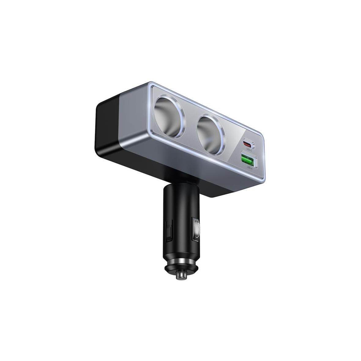Ładowarka samochodowa Hoco z rozdzielaczem 1xUSB A + 1xUSB C + 2 porty zapalniczki QC3.0 PD max 240W/24V Z65B czarna