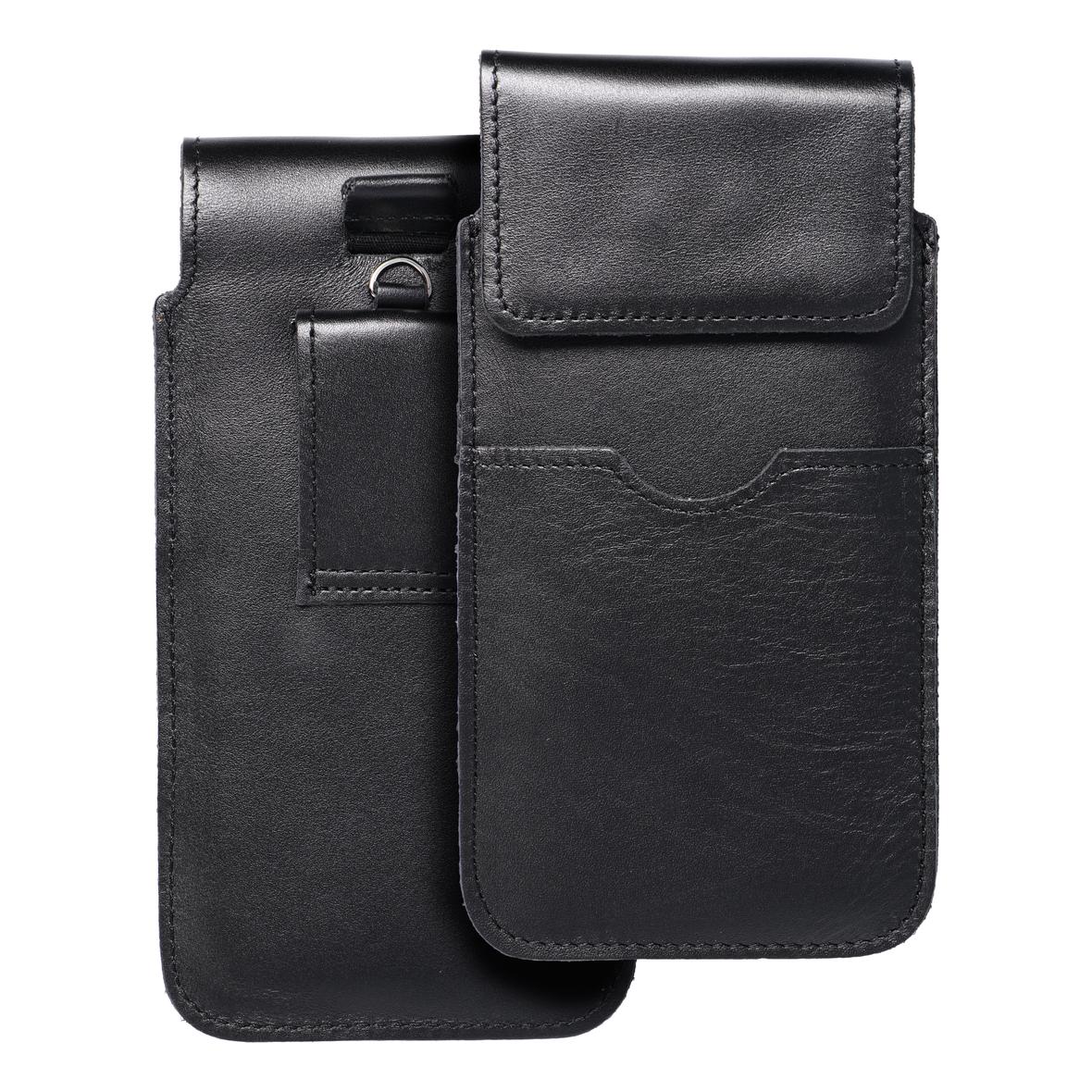 Skórzany futerał uniwersalny / wsuwka z klapką - ROYAL / czarny - Rozmiar 2XL+wide - SAMSUNG A12 / NOTE 9 / XIAOMI REDMI NOTE 10 PRO