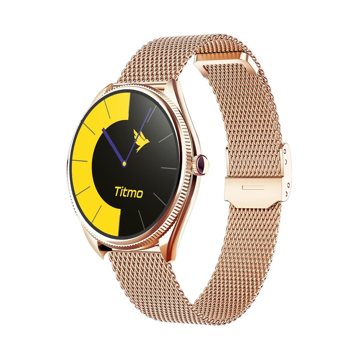 Smartwatch TITMO O-170 (AMOLED, bluetooth call, pasek stal szlachetna gold mesh) złoty 0INT