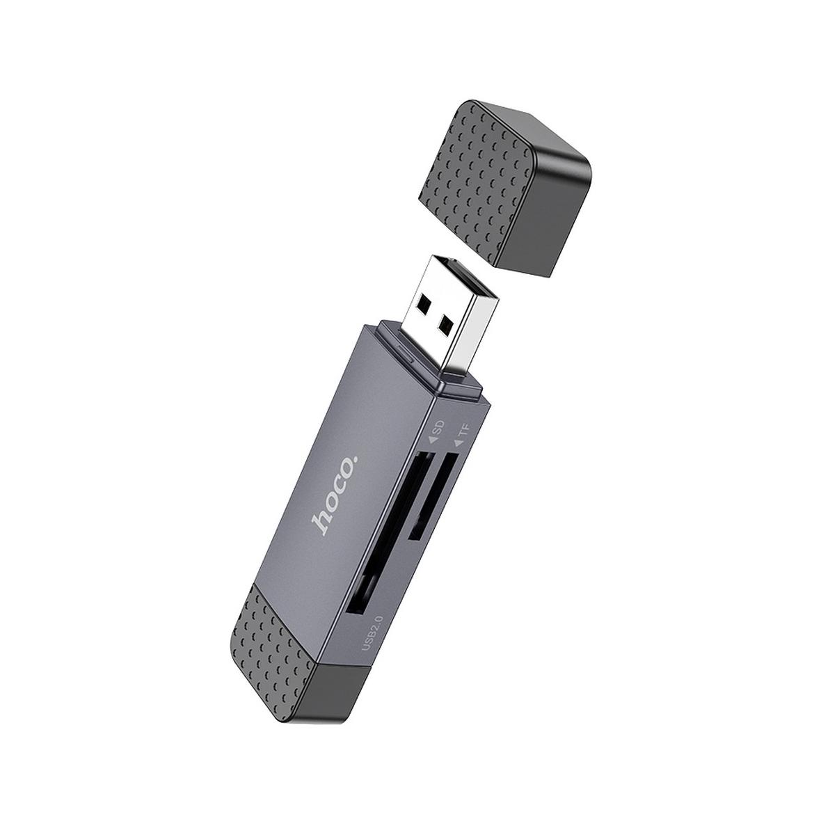 Czytnik kart SD / TF Hoco USB A / USB C 2.0 HB45 szary