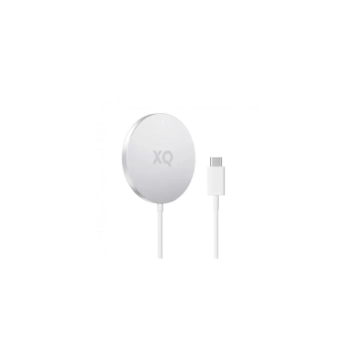 Ładowarka indukcyjna aluminiowa XQISIT 15W zgodna z MagSafe z kablem USB C biała