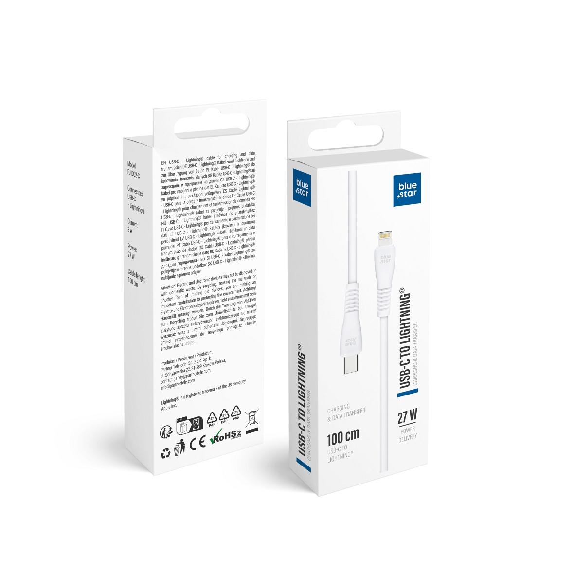 Kabel USB C do Lightning Blue Star 3A 27W 1 m PJ-DQ2-C biały