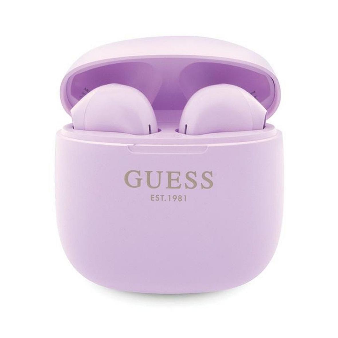 GUESS słuchawki bezprzewodowe bluetooth TWS + stacja dokująca GUTWST26PSU (Classic EST Logo) fioletowe