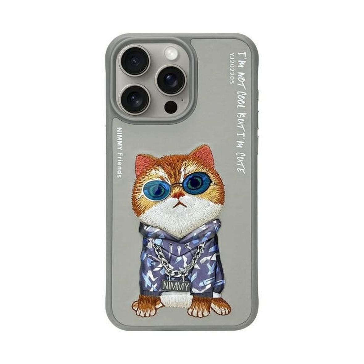 NIMMY futerał GLASSES COOL CAT do IPHONE 15 Pro szary