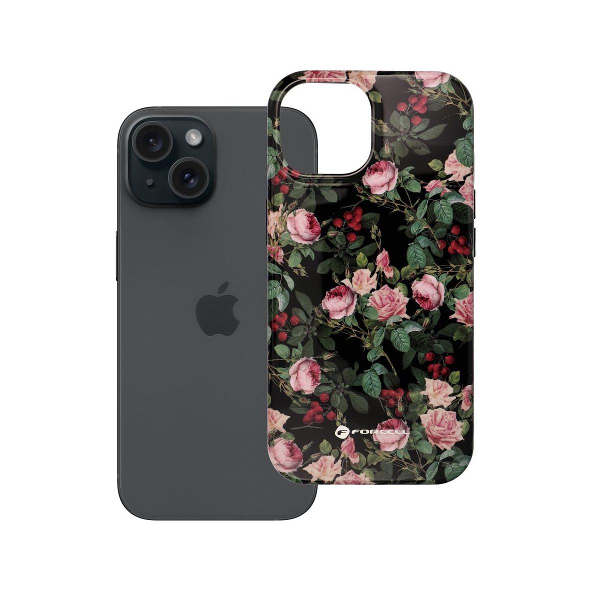 Etui na iPhone 15 Forcell F-Protect Mirage zgodny z MagSafe Military Drop-Test rose drama