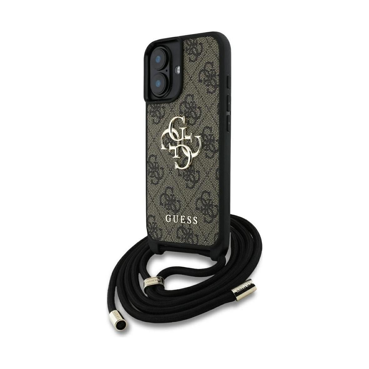 GUESS futerał do IPHONE 16 GUHCP16SP4GMGCRW (CBDY PU 4G Big Logo W/Cord Strap) brązowy