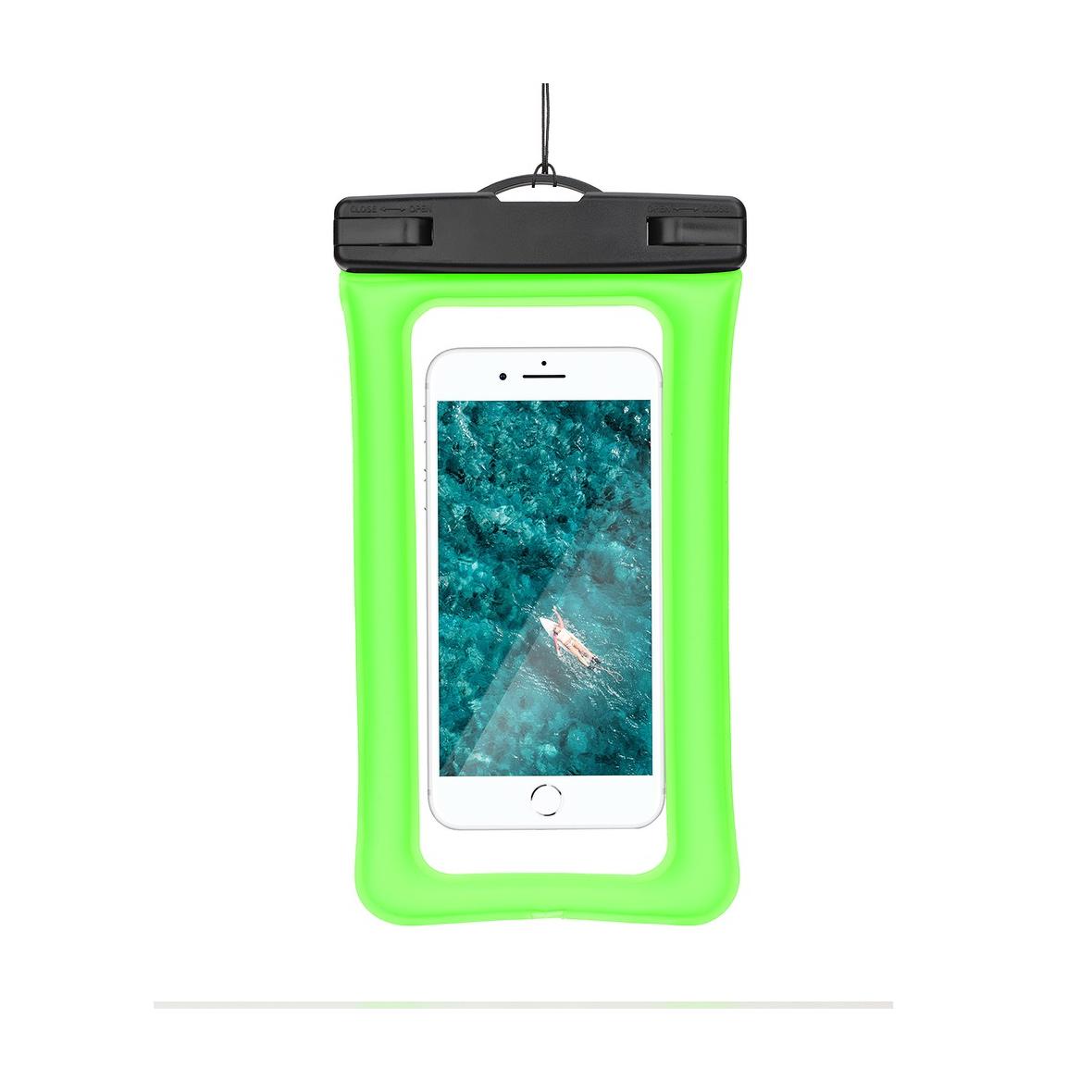 Etui na telefon uniwersalne wodoodporne z plastikowym zamknięciem AIRBAG zielone
