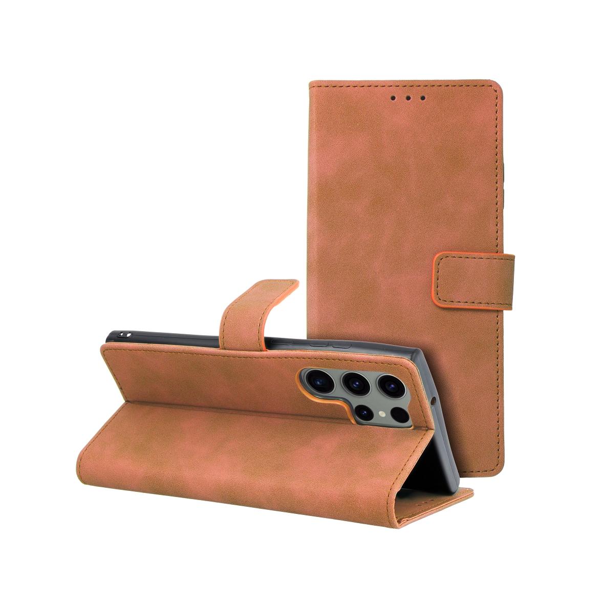 Etui z klapką na Samsung S23 ULTRA Tender Book brązowe