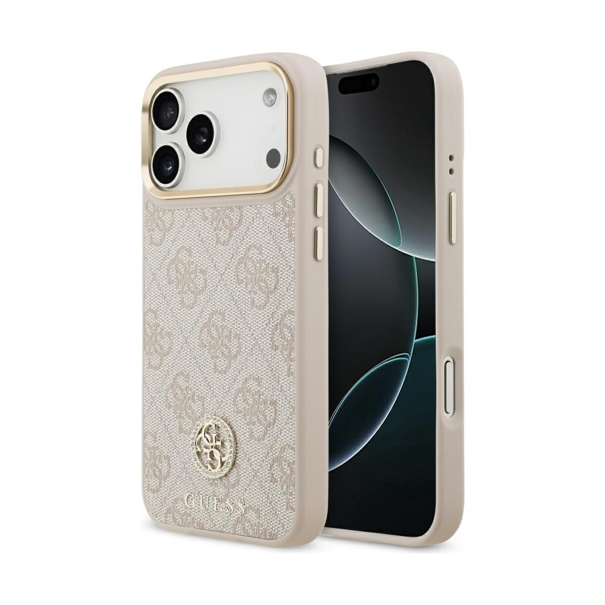 GUESS futerał do IPHONE 17 Pro Max kompatybilny z MagSafe GUHMP17XP4GRMDEP (PU W/ 4G Strass Logo) różowy