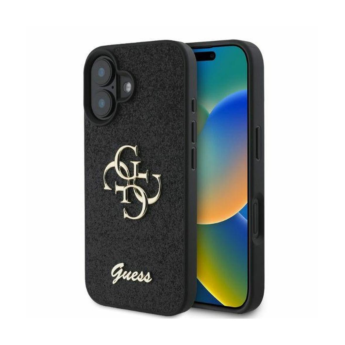 GUESS futerał do IPHONE 16 GUHCP16SHG4SGK (Fixed Glitter Big 4G) czarny
