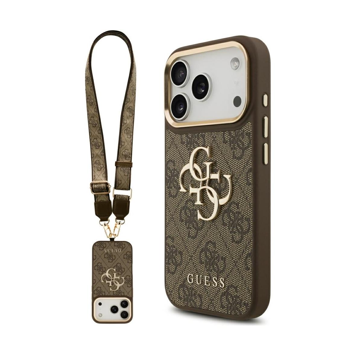 GUESS futerał do IPHONE 17 Pro GUHCP17LP4G4BCSW (PU W/ Big 4G Classic & Big Strap Metal Buttons) brązowy