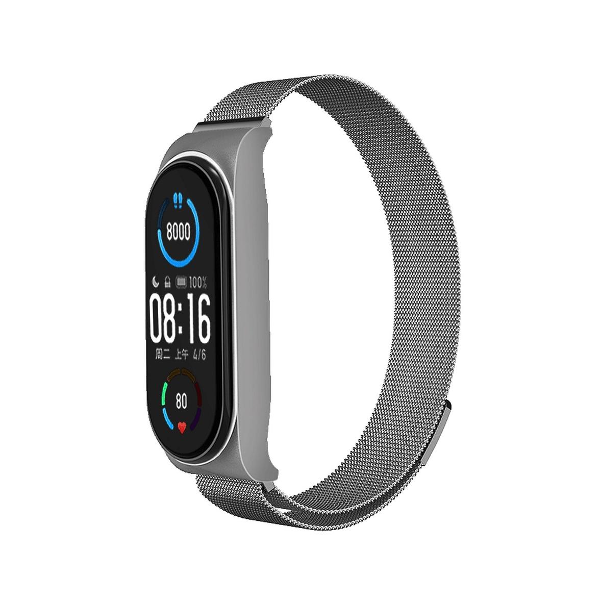 Pasek metalowy METAL do XIAOMI Mi Band 5 / 6 srebrny (02)