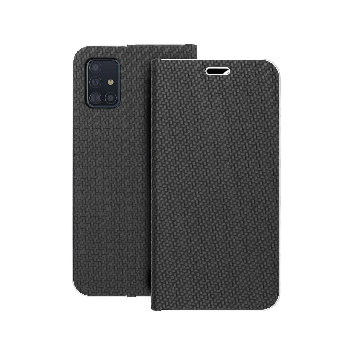Etui z klapką na Samsung A51 Luna Book Carbon czarne