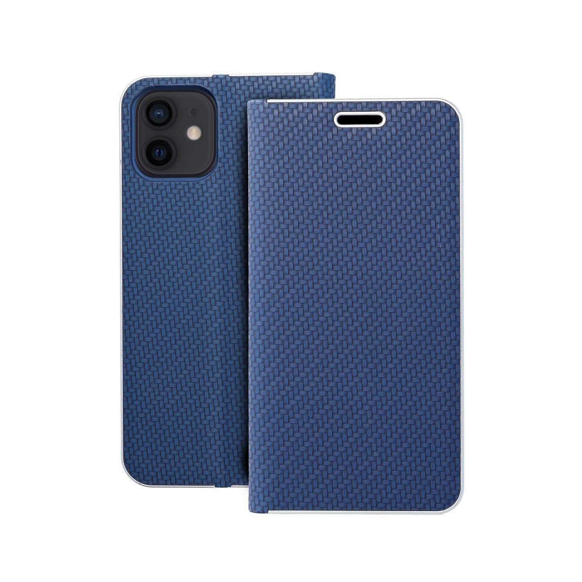 Etui z klapką na iPhone 12 / 12 PRO Luna Book Carbon niebieskie