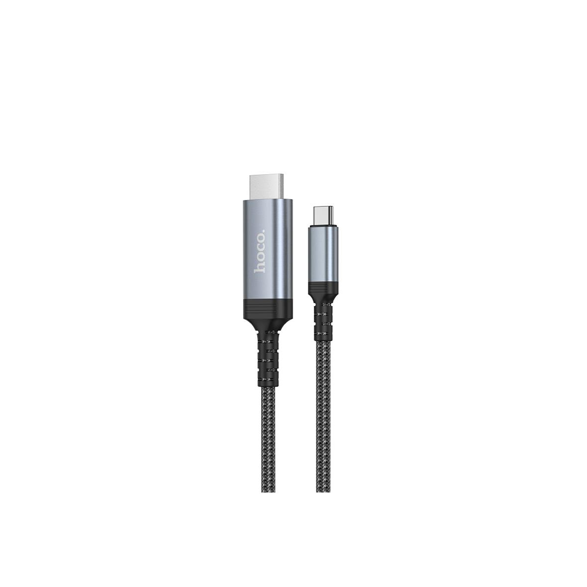 Kabel USB C do HDMI Hoco 4K 30Hz 2 m UA43 stalowy szary