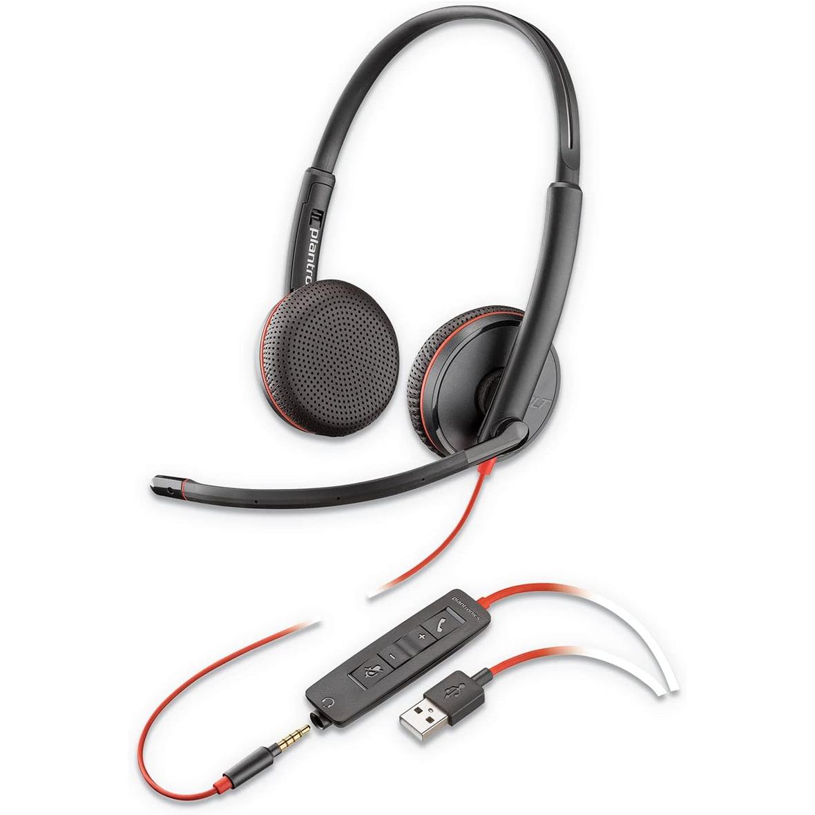 Słuchawki przewodowe nauszne Jack 3,5 mm / USB A Poly Blackwire C3225 czarne