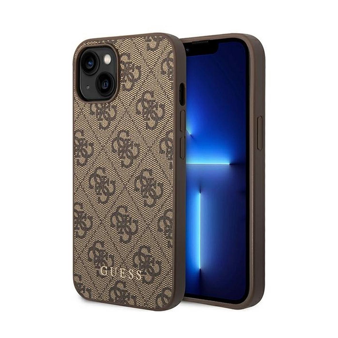 GUESS futerał do IPHONE 14 Plus GUHCP14MG4GFBR (4G Gold Logo) brązowy