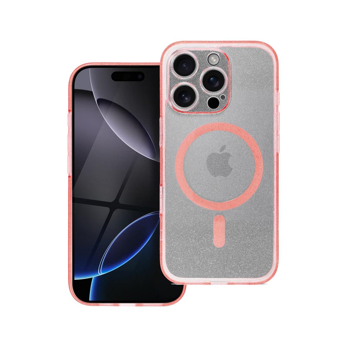 Futerał do iPhone 16 PRO Clear Mag Cover (STR / CAMERA PROTECTION) zgodny z MagSafe  różowy glitter