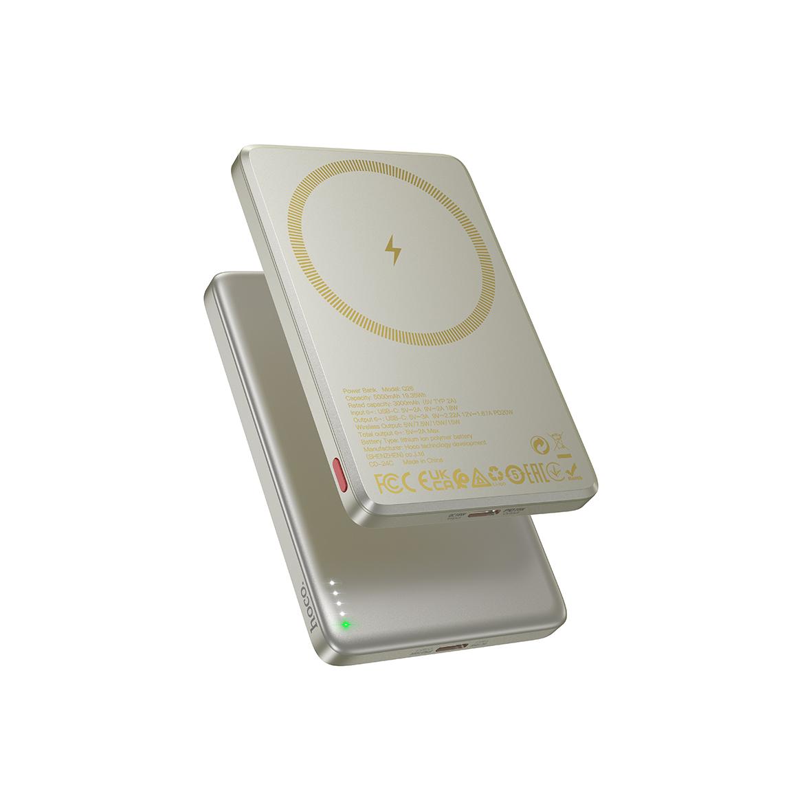 Powerbank zgodny z MagSafe Hoco 5000 mAh QC PD 2A 20W Q26 pomarańczowy