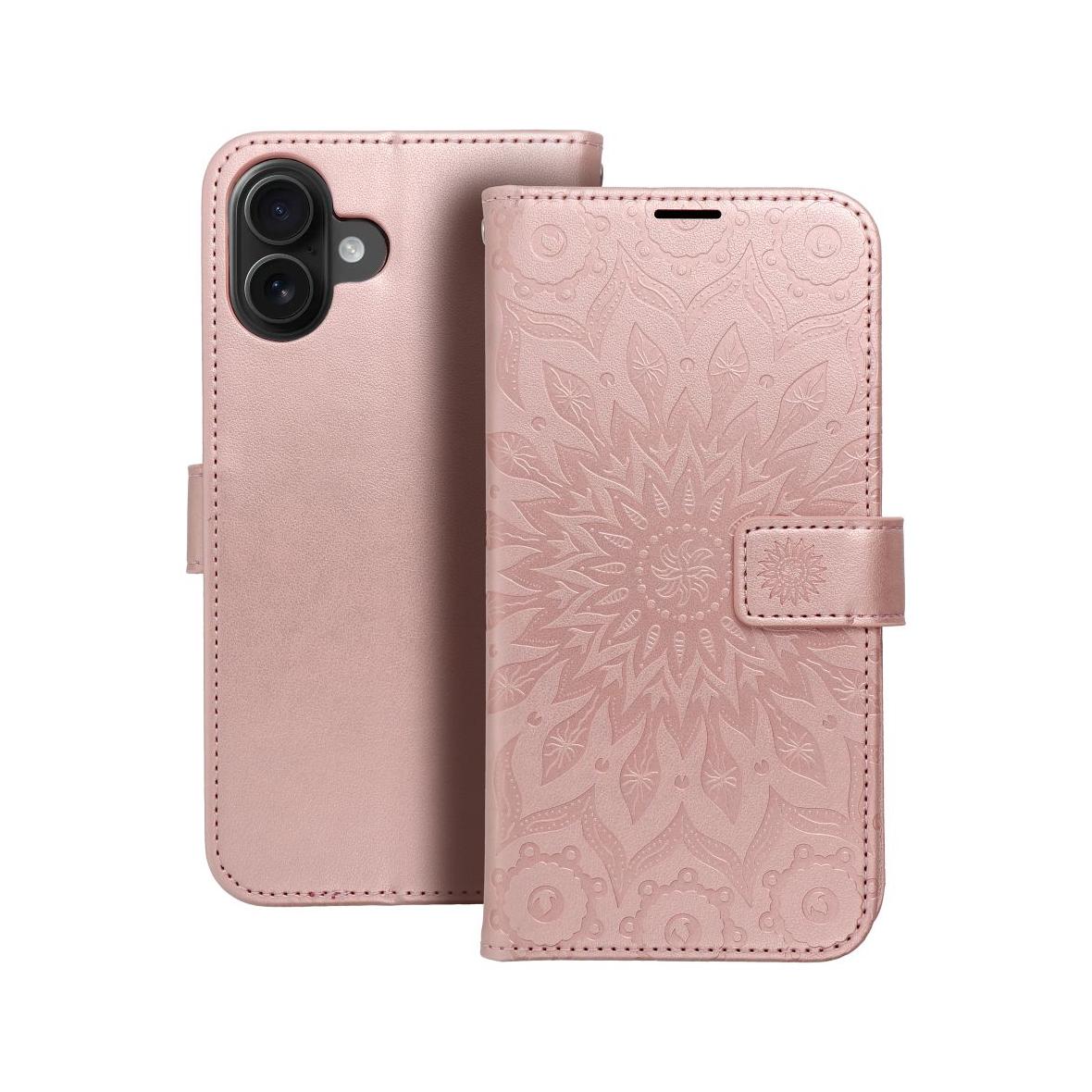 Etui z klapką na iPhone 16 PLUS Mezzo Book mandala złoto-różowe