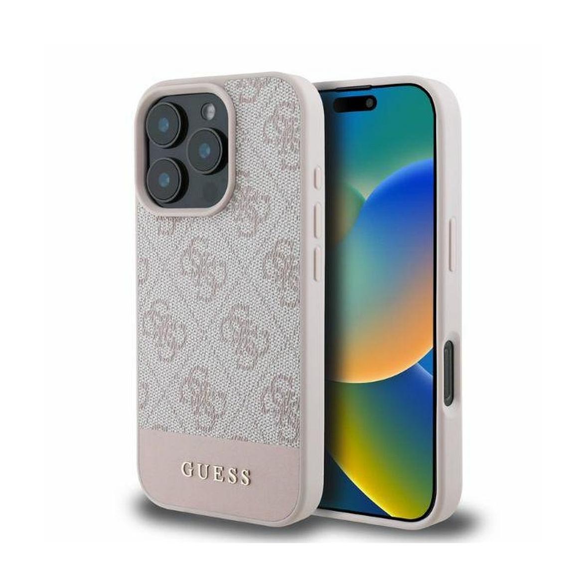 GUESS futerał do IPHONE 16 Pro GUHCP16LG4GLPI (4G PU Bottom Stripe) różowy