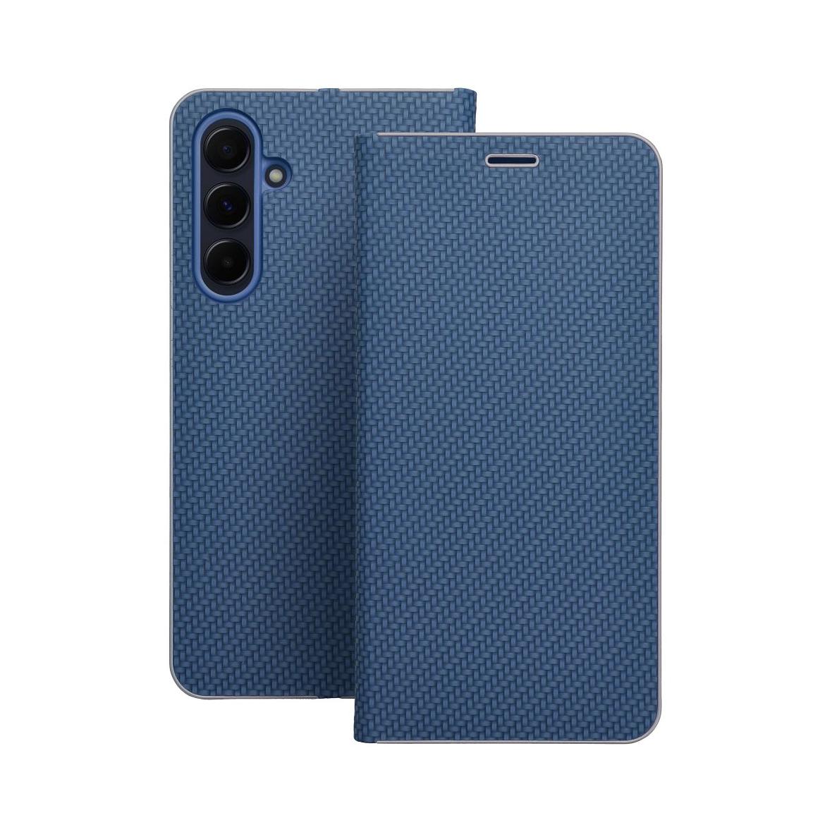 Etui z klapką na Samsung A15 4G / A15 5G Luna Book Carbon niebieskie
