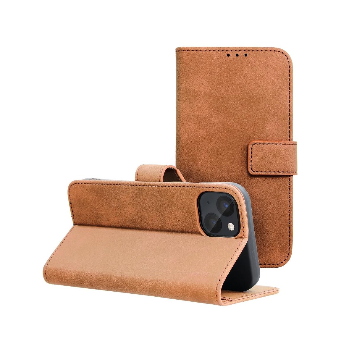 Etui z klapką na iPhone 13 Tender Book brązowe