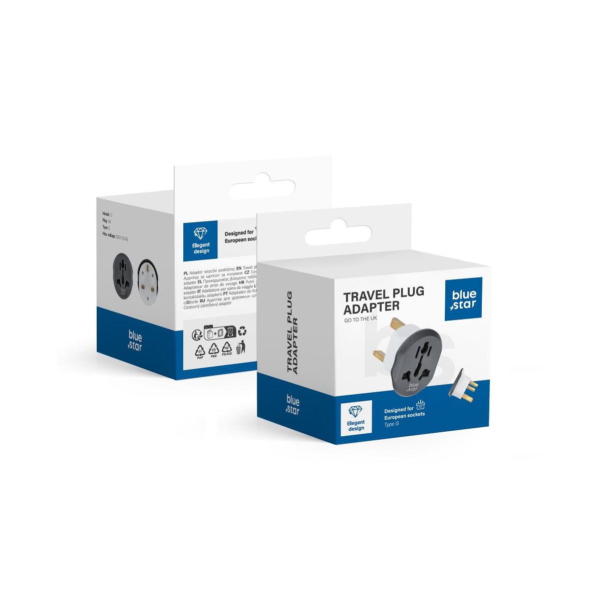 Adapter podróżny Blue Star GO TO UK (Type G) 13A biały