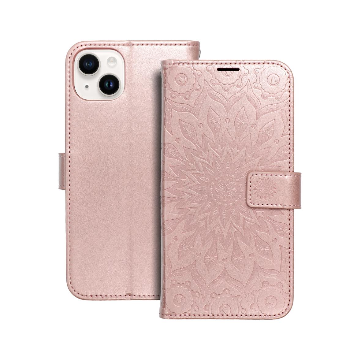 Etui z klapką na iPhone 14 PLUS Mezzo Book mandala złoto-różowe