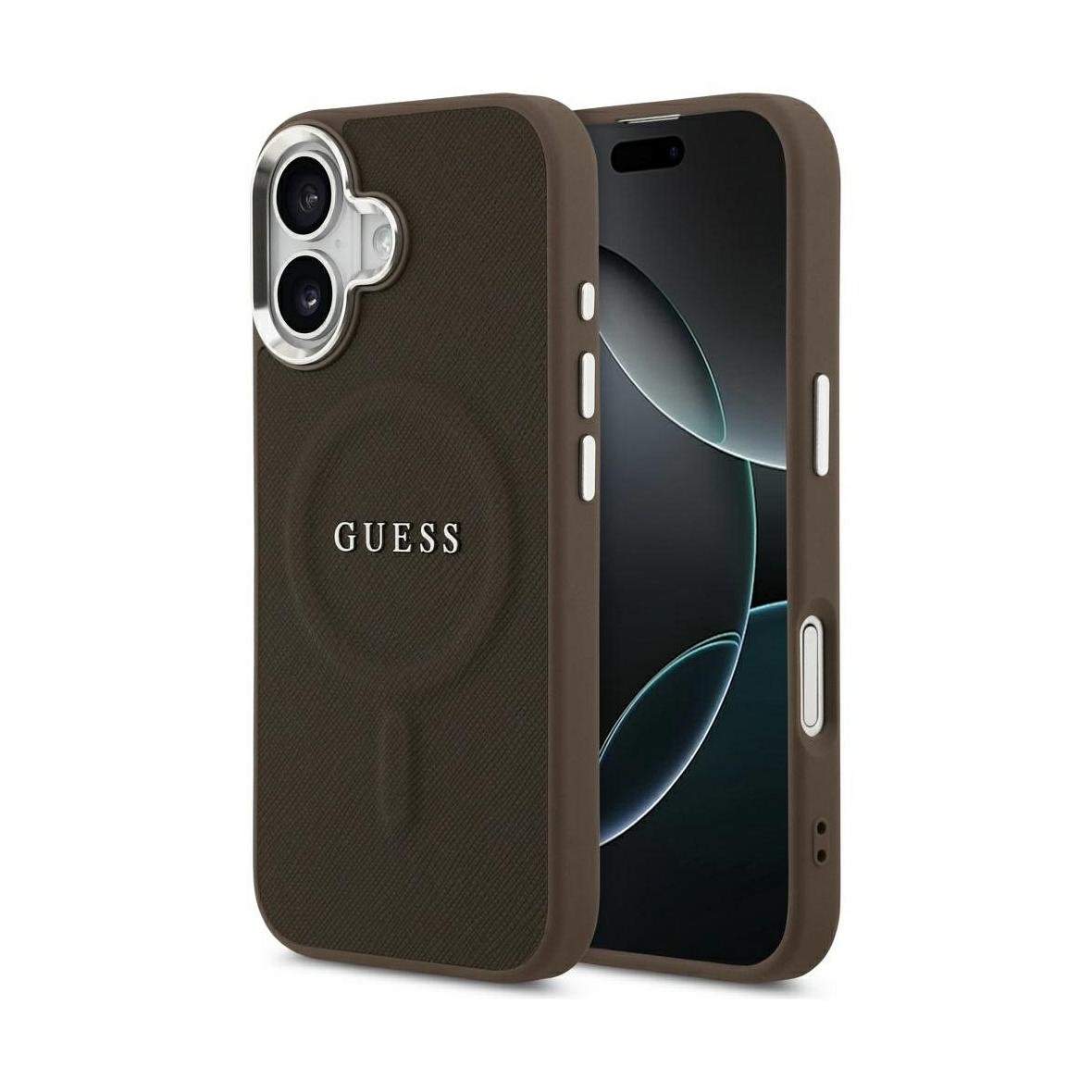 GUESS futerał do IPHONE 17 kompatybilny z MagSafe GUHMP17SPSAREGSW (PU W/ Classic Logo) brązowy