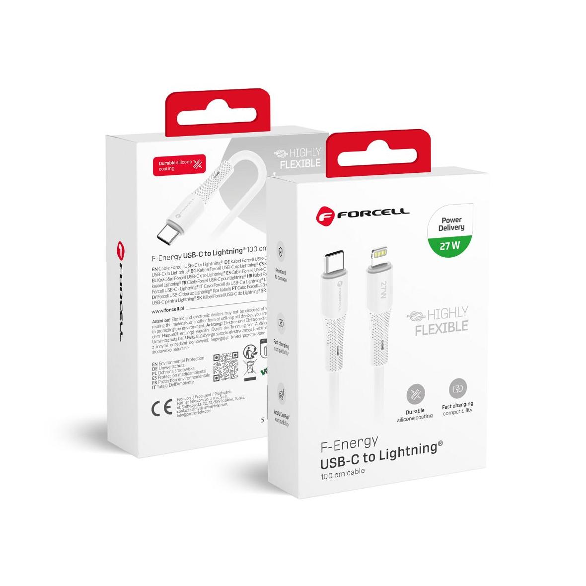 Kabel USB C do Lightning Forcell F-Energy PD 3A 27W Silicone 1 m C346 biały