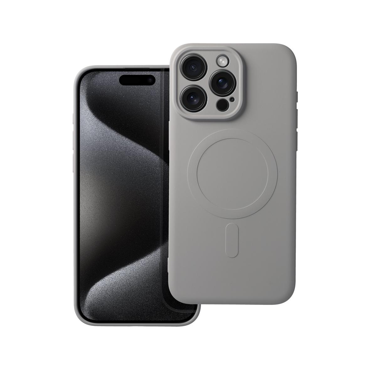 Futerał do iPhone 15 PRO MAX Silicone Mag Cover zgodny z MagSafe tytanowy szary
