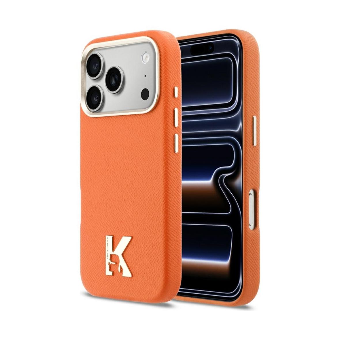 KARL LAGERFELD futerał do IPHONE 17 Pro Max kompatybilny z MagSafe KLHMP17X5PGFKHGO (PU FW W/ KHead Logo) pomarańczowy
