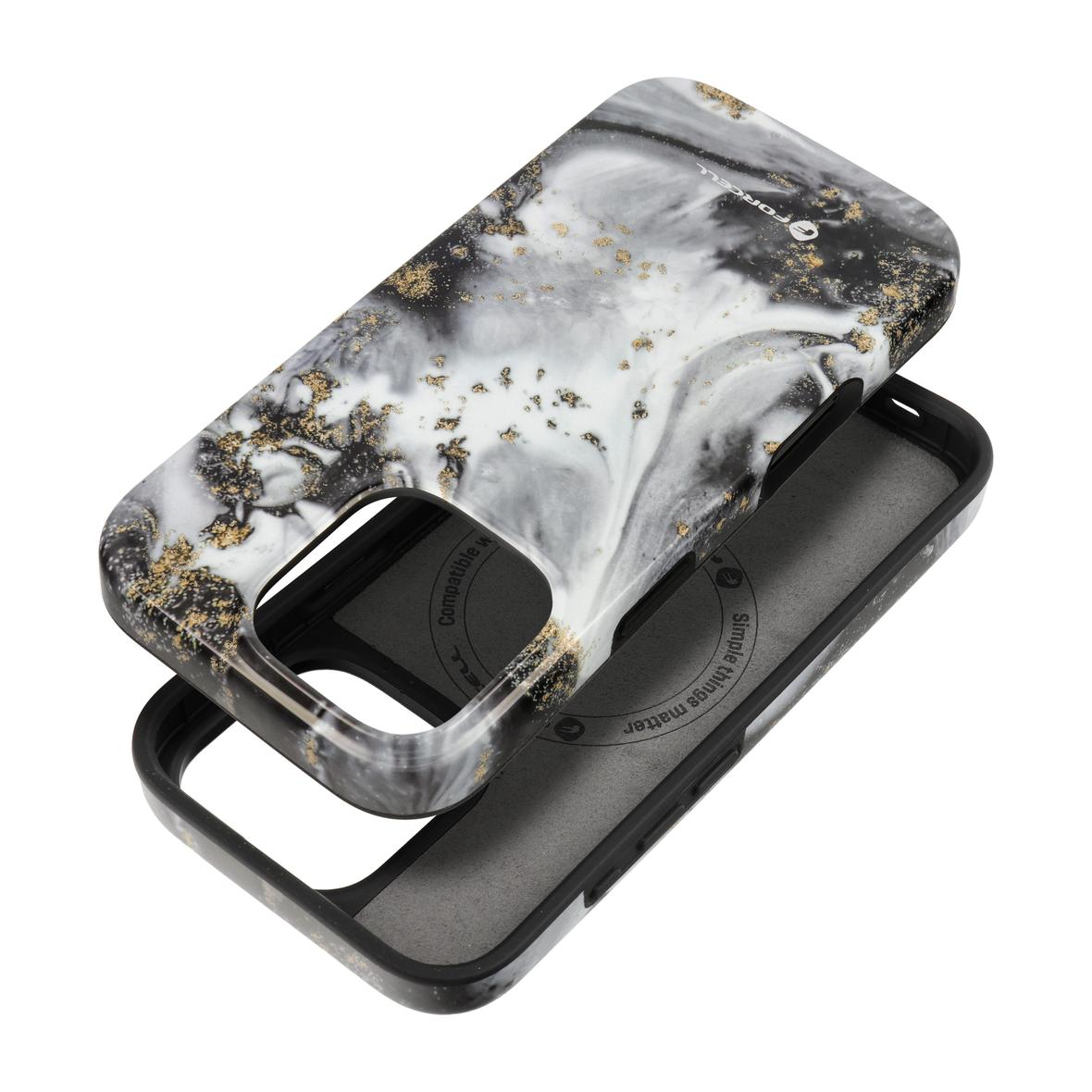 Etui na iPhone 16 PLUS Forcell F-Protect Mirage zgodny z MagSafe Military Drop-Test silver fog