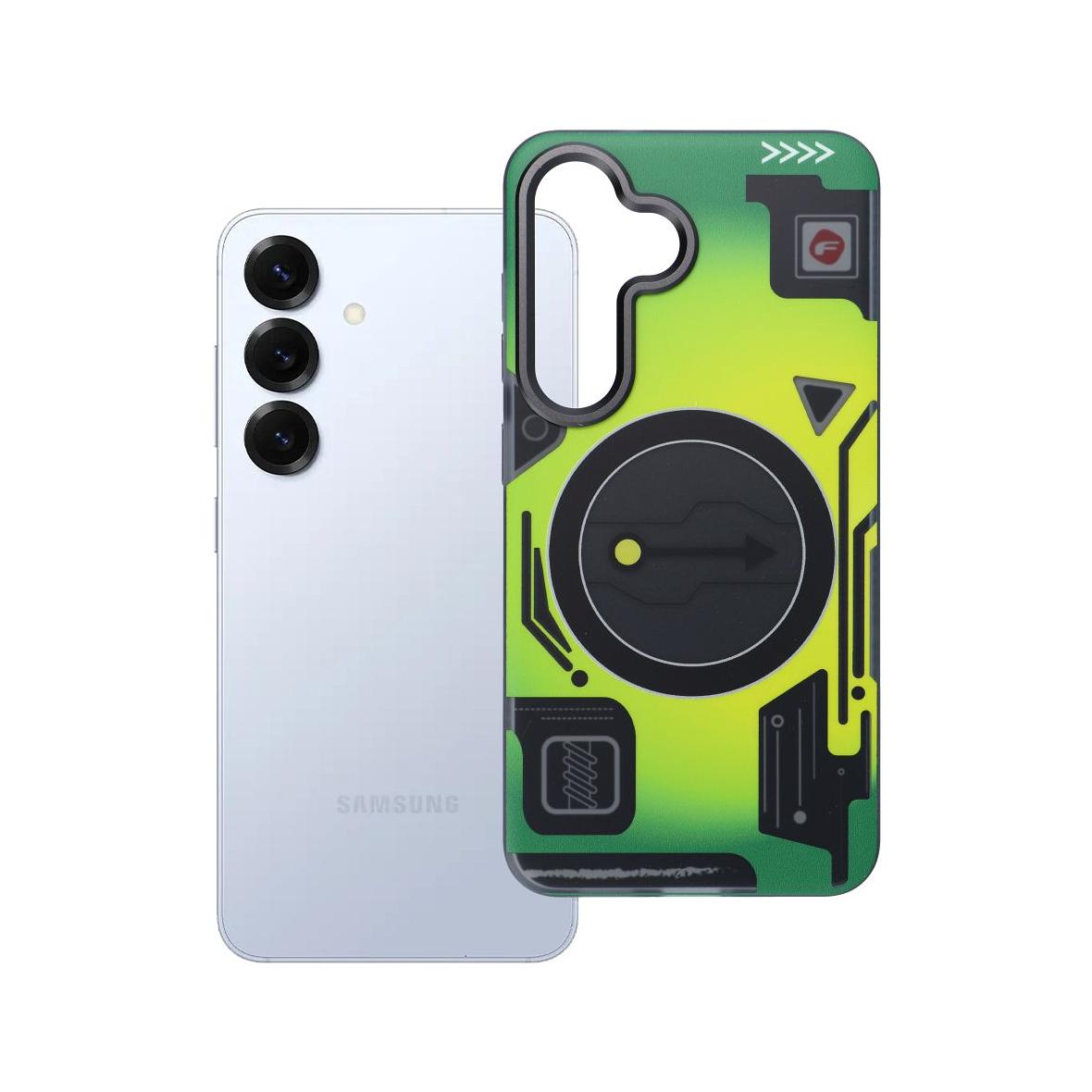 Etui na Samsung S25 Forcell F-Protect Levels Dual Layer 4D technology zgodny z MagSafe Military Drop-Test cyber green