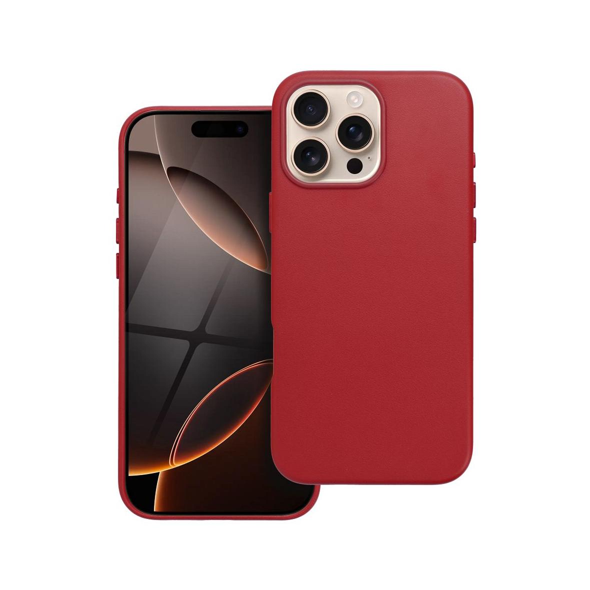 Futerał LEATHER MAG COVER kompatybilny z MagSafe do IPHONE 16 Pro Max czerwony