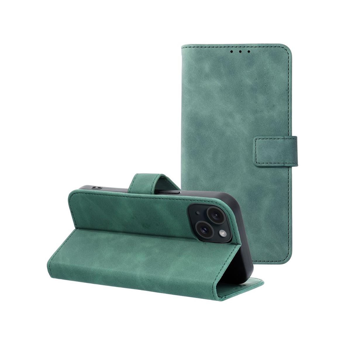Etui z klapką na iPhone 15 Tender Book zielone