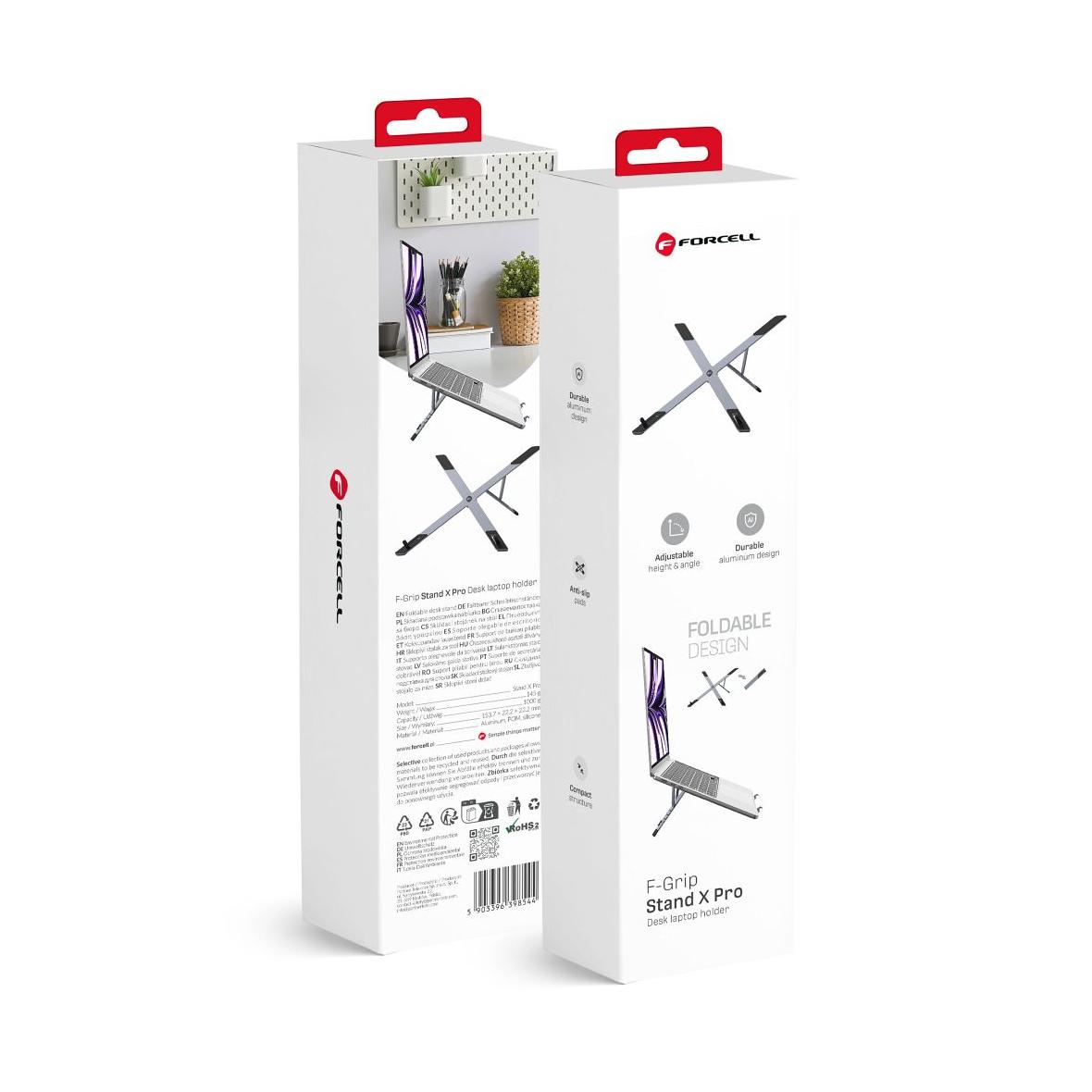 Uchwyt na laptop / tablet biurkowy składany Forcell F-Grip Fold Stand X Pro szary