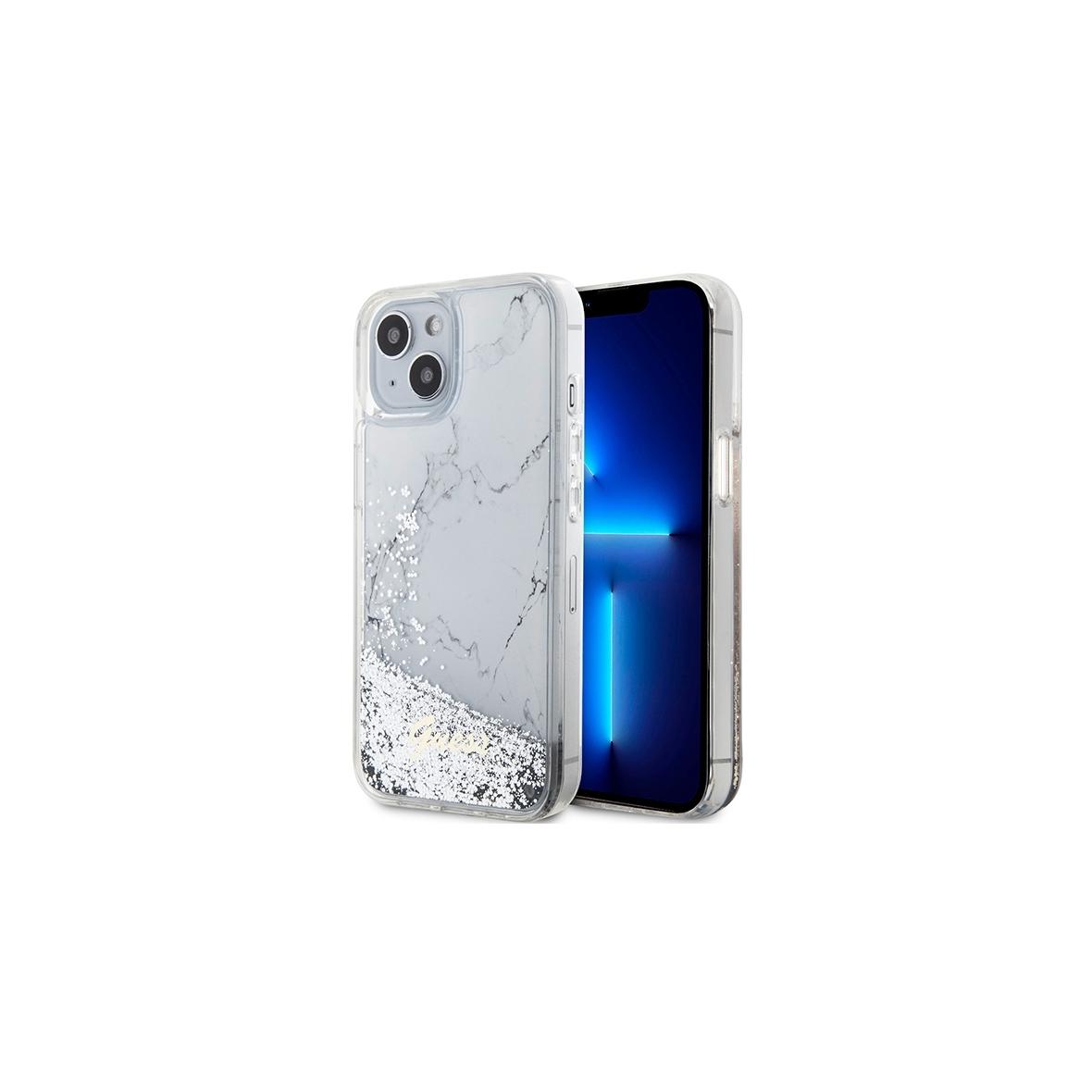 GUESS futerał do IPHONE 13 / 14 / 15 GUHCP14SLCSGSGH (Liquid Glitter Marble) biały