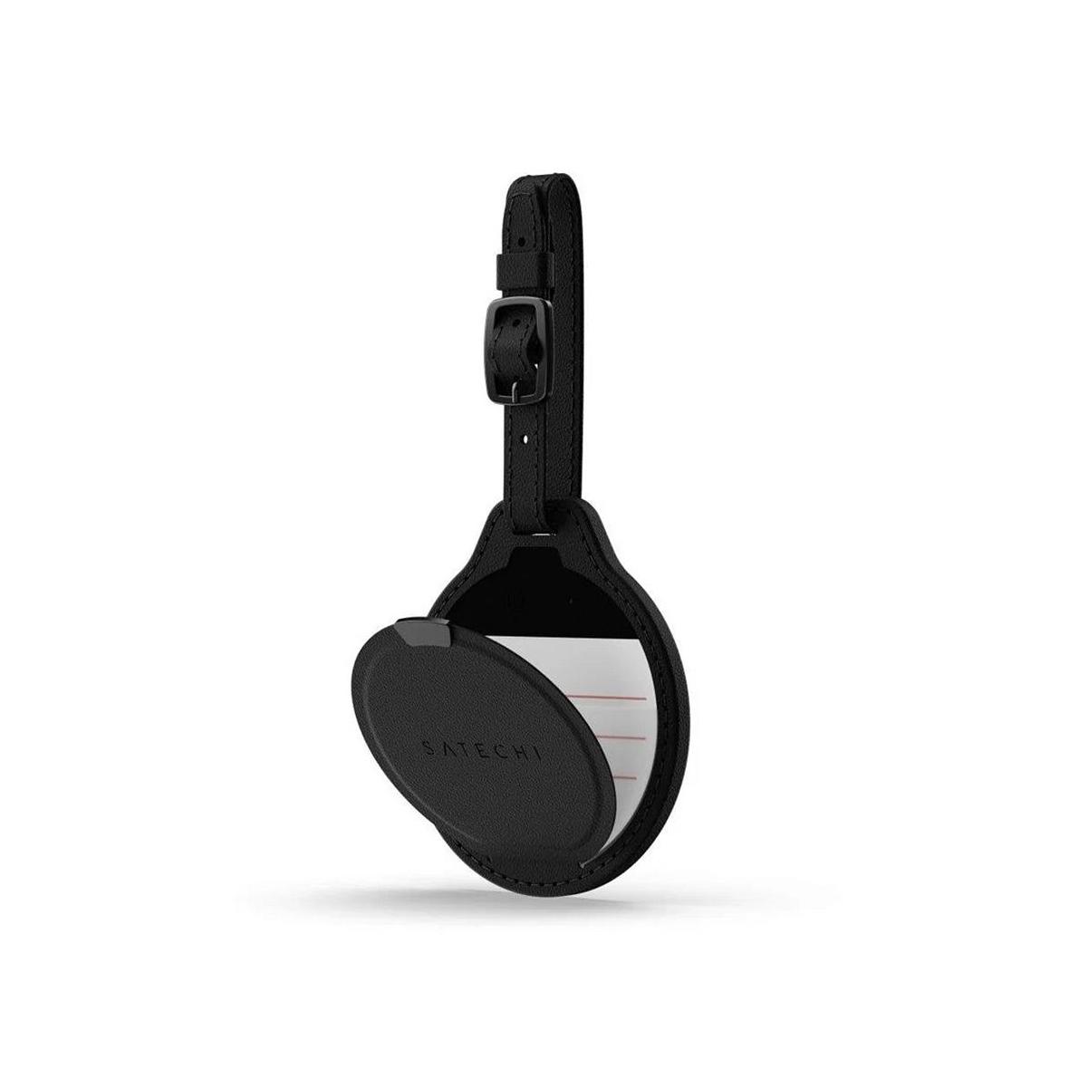 Lokalizator zgodny z Apple Find My Satechi FindAll Luggage Tag w formie zawieszki do bagażu ze skóry wegańskiej ST-LFALTK czarny