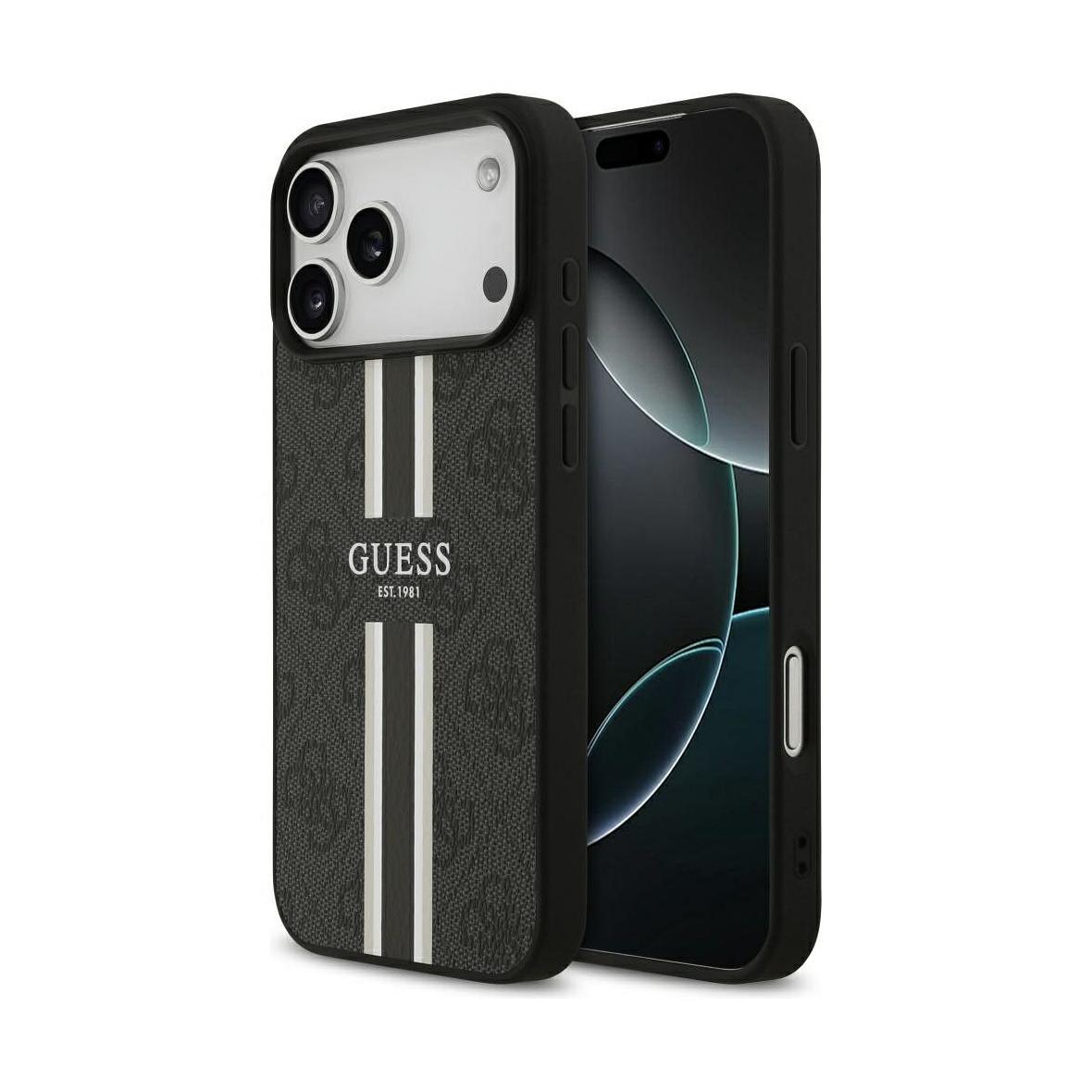 GUESS futerał do IPHONE 17 Pro Max kompatybilny z MagSafe GUHMP17XP4RPSK (4G Printed Stripes) czarny
