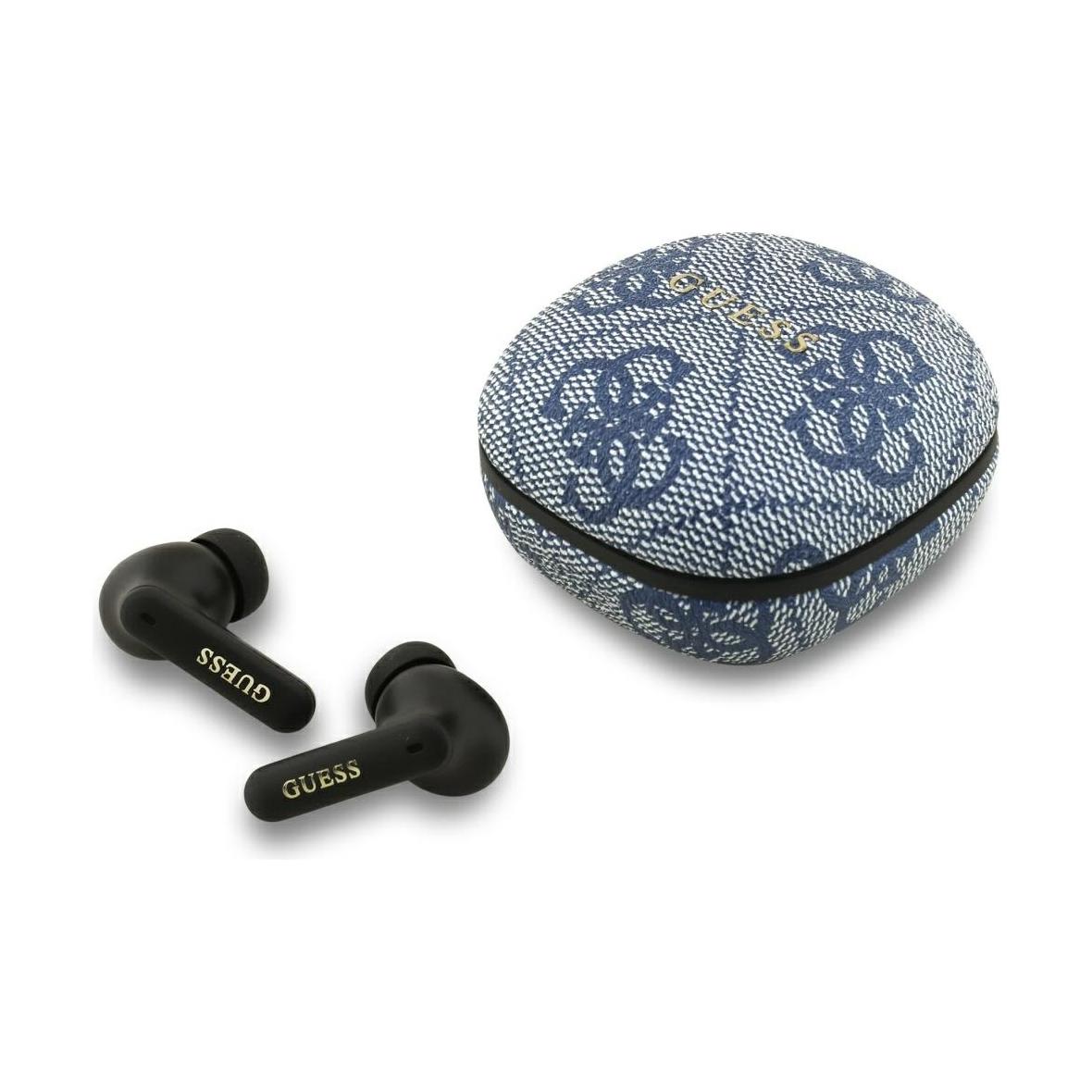 Słuchawki bezprzewodowe douszne Guess TWS ENC 4G Classic Metal Logo niebieskie